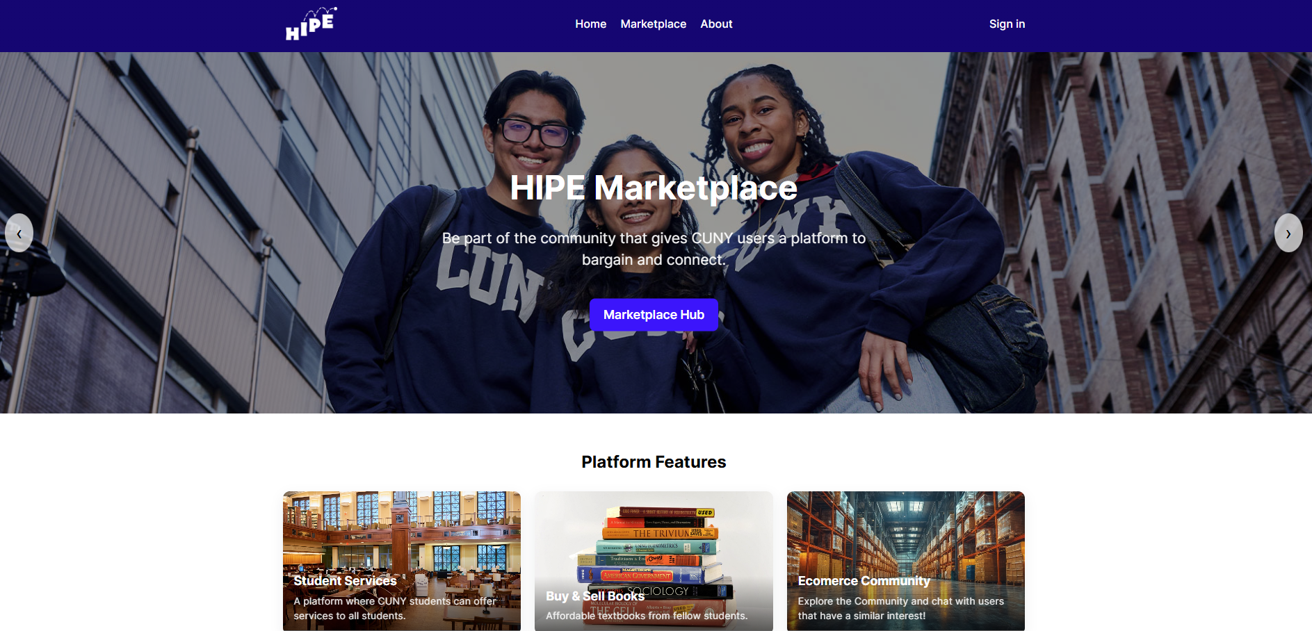 CUNY Marketplace — campus buy and sell platform screenshot